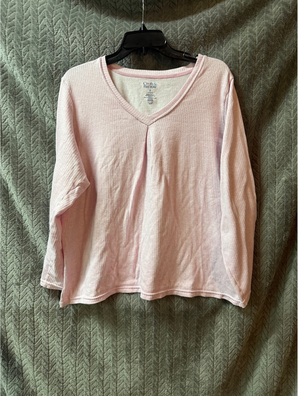 Croft & Barrow Women's Pink Long Sleeve V-Neck Sleepwear Top Size IX